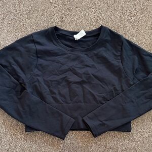 Aerie Black Ribbed Long Sleeve Top